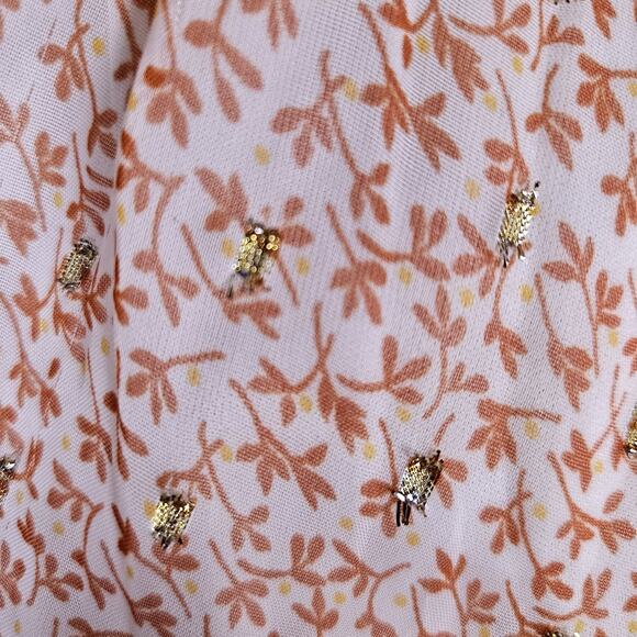 ASOS Curve Maxi Dress Lurex Chiffon Ditsy Floral Cottage Boho Fairy Gold Size 4 - Picture 15 of 16